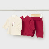 Conjunto 3 Piezas Bebé Niña Vinotinto Mayoral
