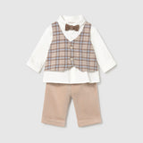 Conjunto  Corbatín Bebé Niño Beige Mayoral