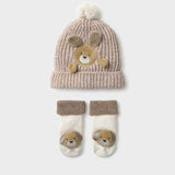 Set Gorro-Medias Bebé Unisex Beige Mayoral