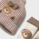 Set Gorro-Medias Bebé Unisex Beige Mayoral