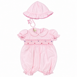 Mameluco y Gorro Bebé Niña Rosado Bordino