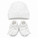 Conjunto Gorro-Patín Bebé Niño Bebita Blanco