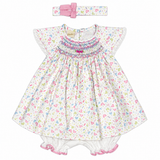 Conjunto Vestido Bebé Niña Beige con Rosado Bordino