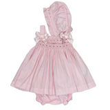 Vestido -Gorro Bebé Niña Rosado Bordino